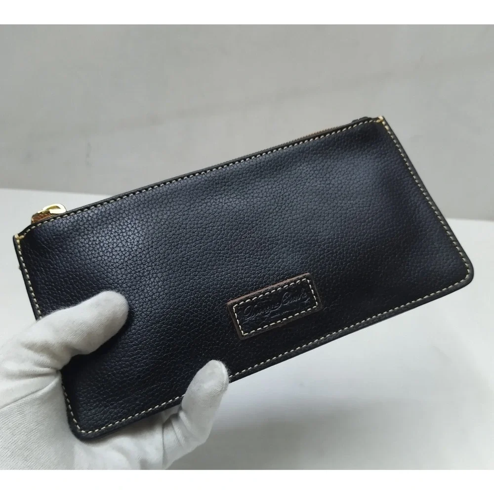 Dooney & Bourke Black Pebbled Leather Zipper Closure Coin Wallet